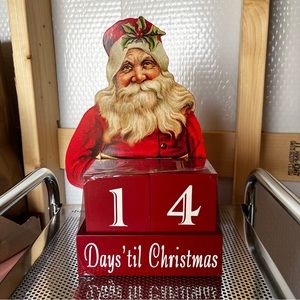 NWT 10” Wood Santa Claus Advent Calendar